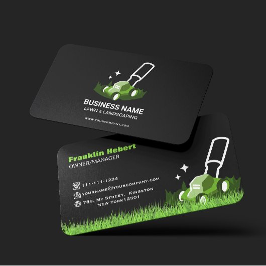 Professional Black Green Lawn Care & Landscaping Visitenkarte