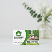 Professional Black Green Lawn Care Service Photo Visitenkarte (Stehend Vorderseite)