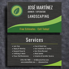 Professional Black Linen Landscaping Lawn Care Visitenkarte