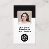 Professional Black White Business Logo Photo Visitenkarte (Vorderseite)