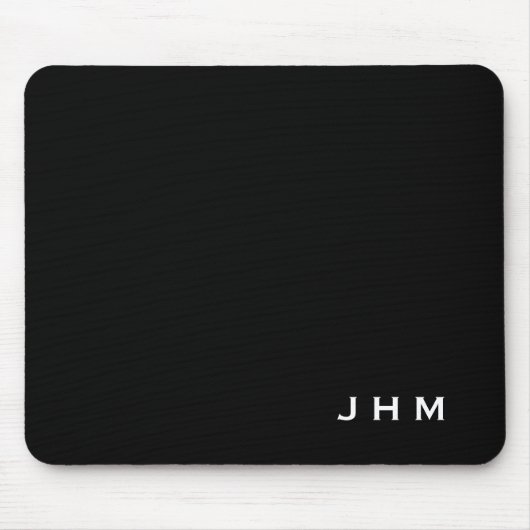 Professional Black & White Monogram Initials Mousepad (Vorne)