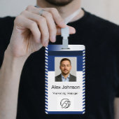 Professional Blue White Stripe Employee Photo ID Ausweis