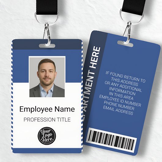Professional Blue White Stripe Employee Photo ID Ausweis