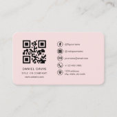 Professional Blush Pink Logo QR Code Visitenkarte (Vorderseite)