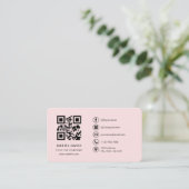Professional Blush Pink Logo QR Code Visitenkarte (Stehend Vorderseite)