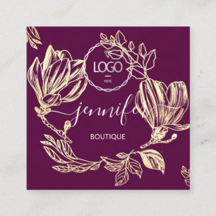 Professional Boutique Shop Berry Flowers QR Logo Quadratische Visitenkarte
