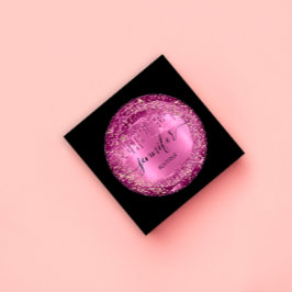 Professional Boutique Shop Glitter Pink Drips Blac Quadratische Visitenkarte