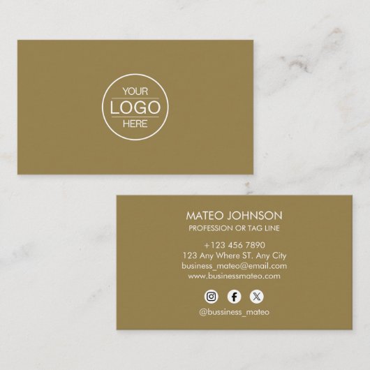 Professional Brown Add your Logo Visitenkarte (Vorne/Hinten)