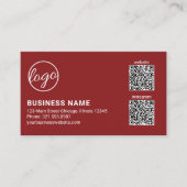 Professional Burgundy Logo QR Code Modern Visitenkarte (Vorderseite)