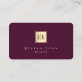 Professional Burgundy Wine & Gold Luxury Monogram Visitenkarte (Vorderseite)