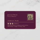 Professional Burgundy Wine & Gold Luxury Monogram Visitenkarte (Rückseite)