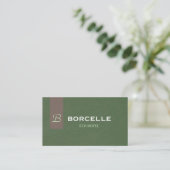 Professional Business Card in Elegant Olive Green  Visitenkarte (Stehend Vorderseite)