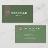 Professional Business Card in Elegant Olive Green  Visitenkarte (Vorne/Hinten)