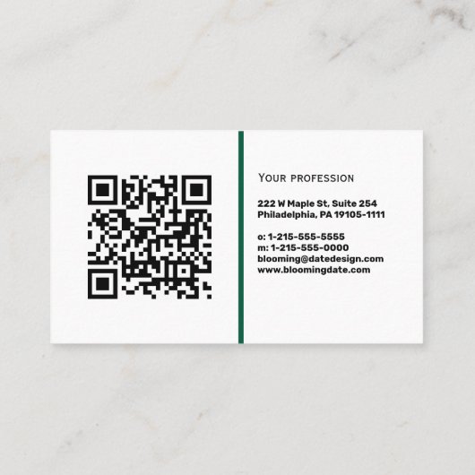 Professional Business Card with QR Code & Logo Visitenkarte (Rückseite)