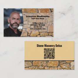 Professional Business Photo Stone Wall & QR Code Visitenkarte
