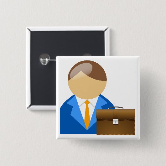 Professional Businessman Icon with Briefcase Button (Vorne & Hinten)