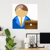 Professional Businessman Icon with Briefcase Poster (Heimbüro)