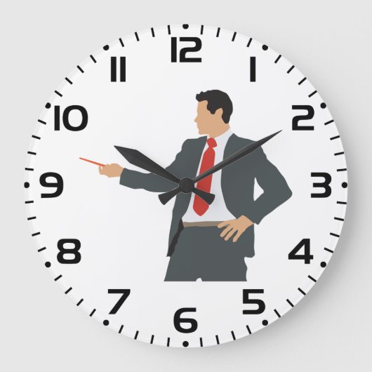 Professional Businessman in Suit with Pointer Große Wanduhr (Vorderseite)