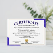 Professional Certificate of Appreciation Award Begleitkarte (Stehend Vorderseite)