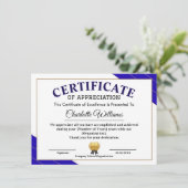 Professional Certificate of Appreciation Award Begleitkarte (Stehend Vorderseite)