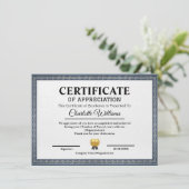 Professional Certificate of Appreciation Template Begleitkarte (Stehend Vorderseite)