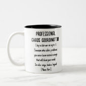 Professional Chaos Coordinator Definition Coworker Zweifarbige Tasse (Links)