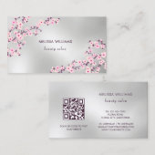 Professional Cherry Blossom Pink Silver Visitenkarte (Vorne/Hinten)