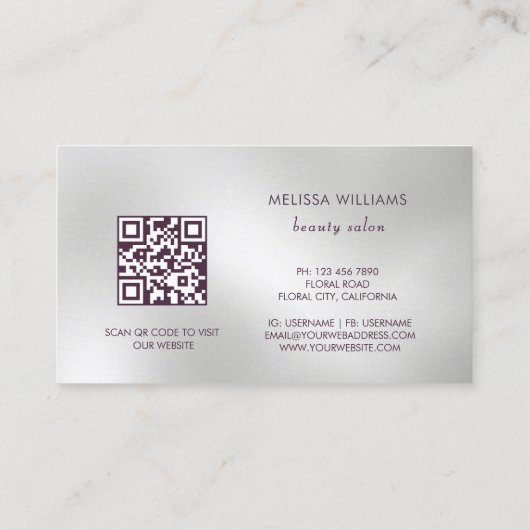 Professional Cherry Blossom Pink Silver Visitenkarte (Rückseite)