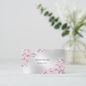 Professional Cherry Blossom Pink Silver Visitenkarte (Stehend Vorderseite)