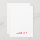 Professional classical font own name custom red mitteilungskarte (Vorne/Hinten)