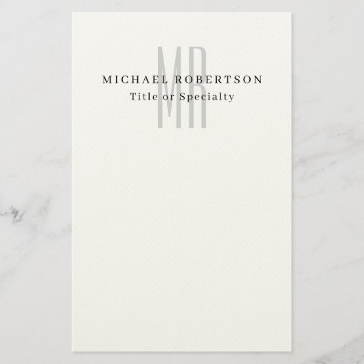 Professional Classical Monogram Minimalist Plain Briefpapier (Vorderseite)