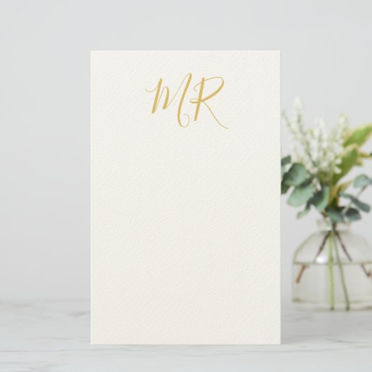 Professional Classical Monogram Minimalist Plain Briefpapier (Stehend Vorderseite)