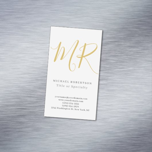Professional Classical Monogram Minimalist Plain Magnetische Visitenkarte (Beispiel)