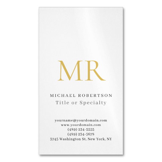Professional Classical Monogram Minimalist Plain Magnetische Visitenkarte (Vorderseite Vertikal)