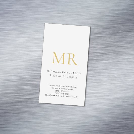 Professional Classical Monogram Minimalist Plain Magnetische Visitenkarte (Beispiel)