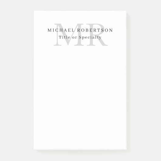 Professional Classical Monogram Minimalist Plain Post-it Klebezettel (Vorderseite)