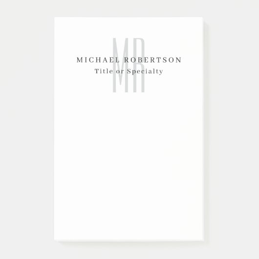Professional Classical Monogram Minimalist Plain Post-it Klebezettel (Vorderseite)