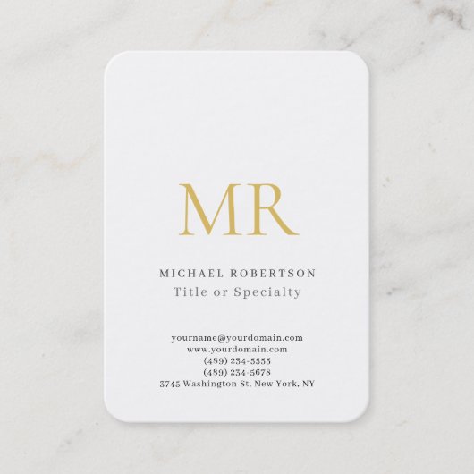 Professional Classical Monogram Minimalist Plain Visitenkarte (Vorderseite)