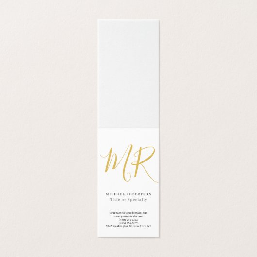 Professional Classical Monogram Minimalist Plain Visitenkarten (Außenseite Aufgefaltet)