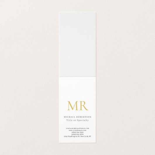 Professional Classical Monogram Minimalist Plain Visitenkarten (Außenseite Aufgefaltet)