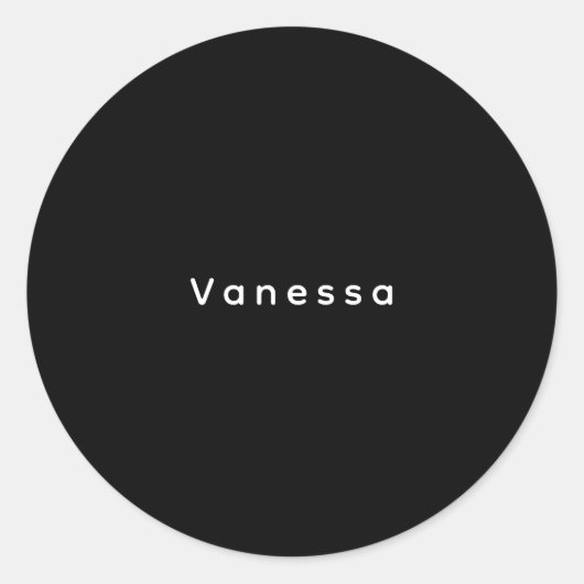 Professional classical plain name custom black runder aufkleber (Vorderseite)