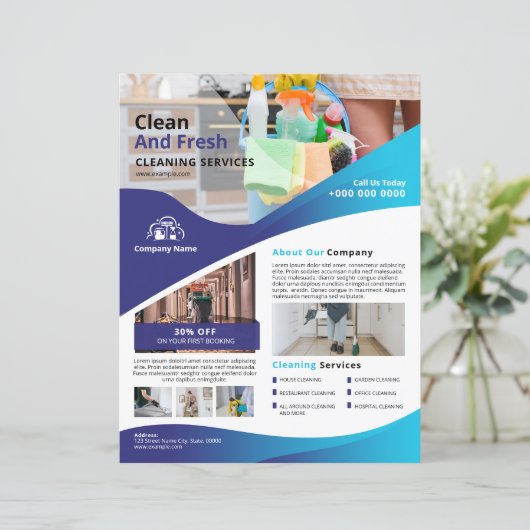 Professional Cleaning Service Flyer Template (Stehend Vorderseite)