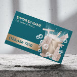 Professional Cleaning Service Teal & Gold Bubbles Visitenkarte<br><div class="desc">Modern Teal & Gold House Cleaning Housekeeping Service Business Cards.</div>