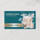 Professional Cleaning Service Teal & Gold Bubbles Visitenkarte (Vorderseite)