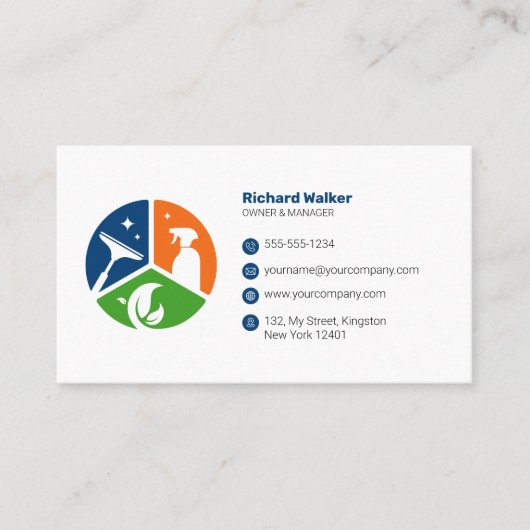 Professional Cleaning Services Cleaning House Blue Visitenkarte (Vorderseite)