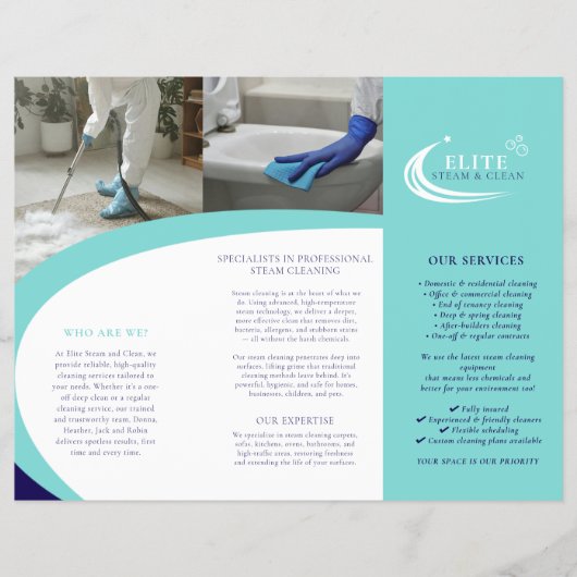 Professional cleaning services leaflet aqua blue flyer (Vorne)