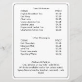 Professional Coffee Shop Personalized Drinks Menu Menükarte (Rückseite)