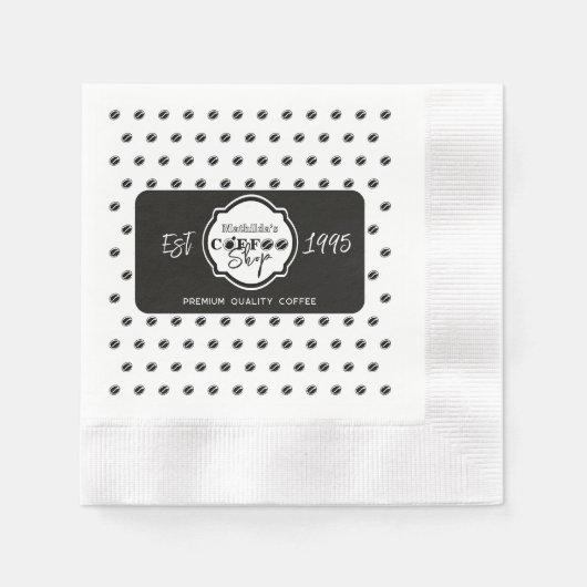 Professional Coffee Shop Personalized Logo Black  Serviette (Vorderseite)