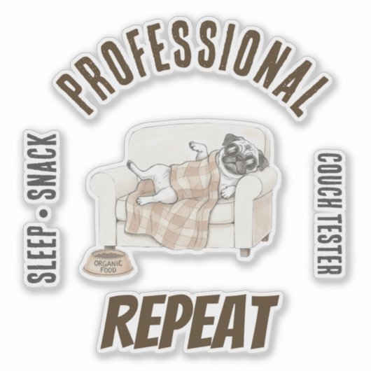 Professional Couch Tester – Cozy Paws Collection Aufkleber (Vorderseite)