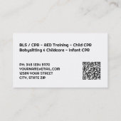 Professional CPR Instructor Business Cards with QR Visitenkarte (Rückseite)